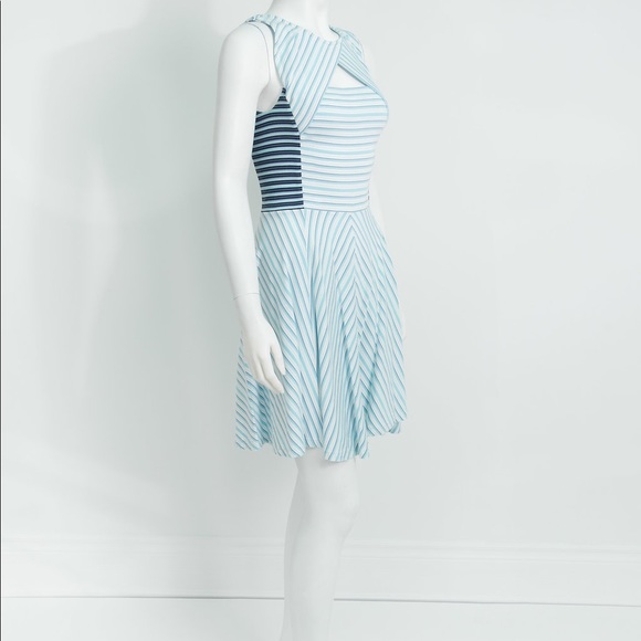 Armani Exchange Blue Striped Flare Mini Dress - Picture 3 of 4